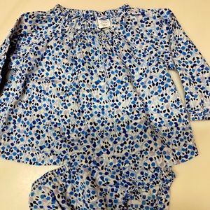 3-6 mo dress. Blues and white print